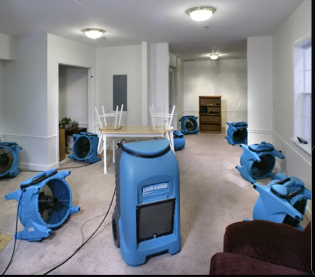 Air movers and dehumidifier setup for Water Extraction & Removal in Jesup