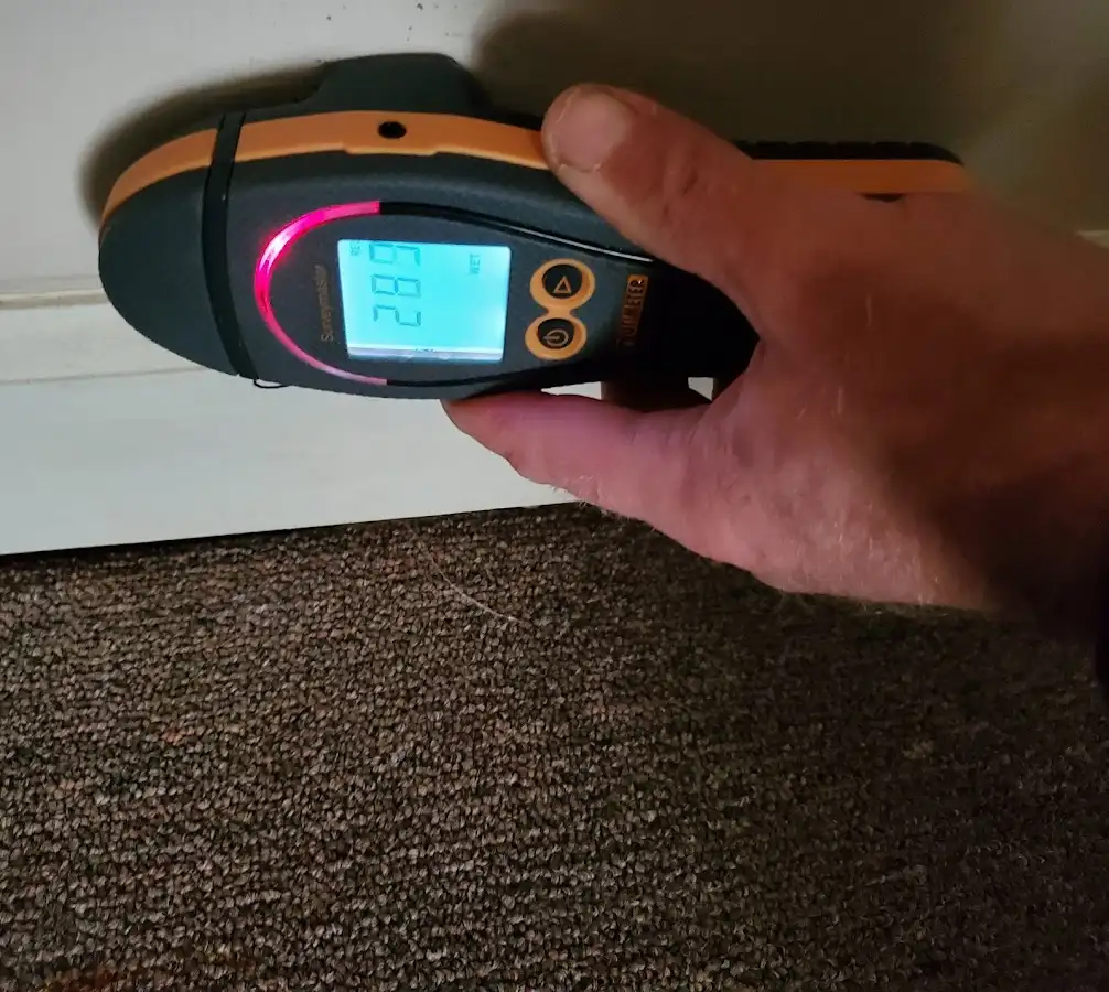 Moisture detection at baseboard during Mold Inspection & Testing in Jesup